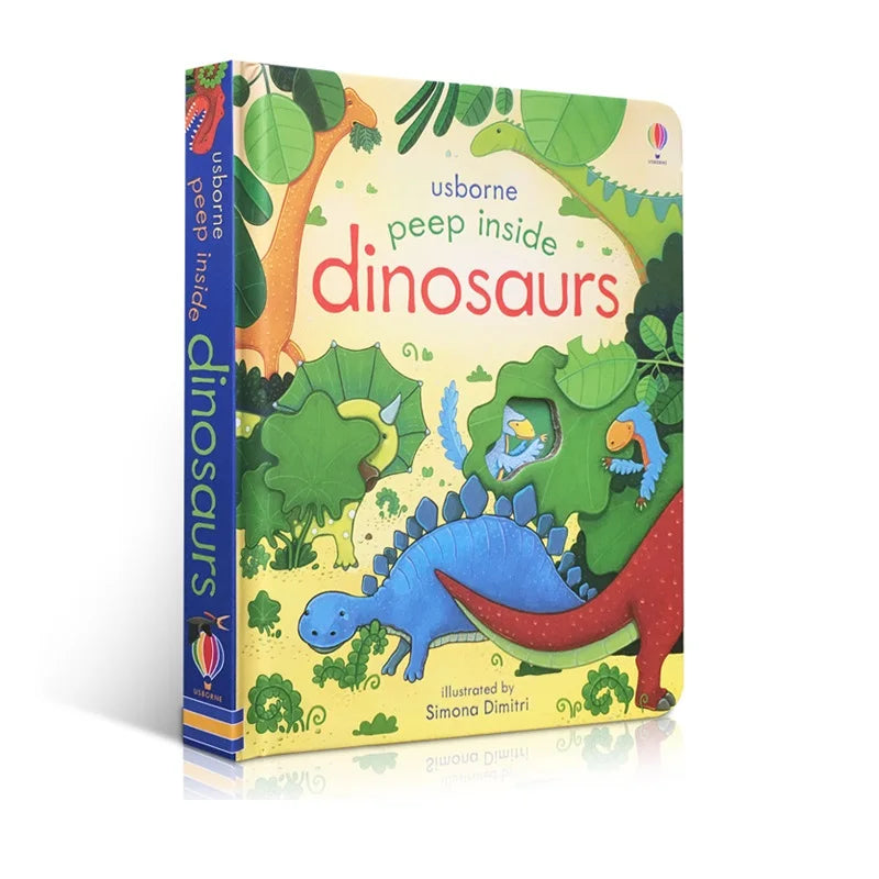 Usborne English Educational Picture Book Peep Inside Dinosaurs For Children Baby Early Reading Gift