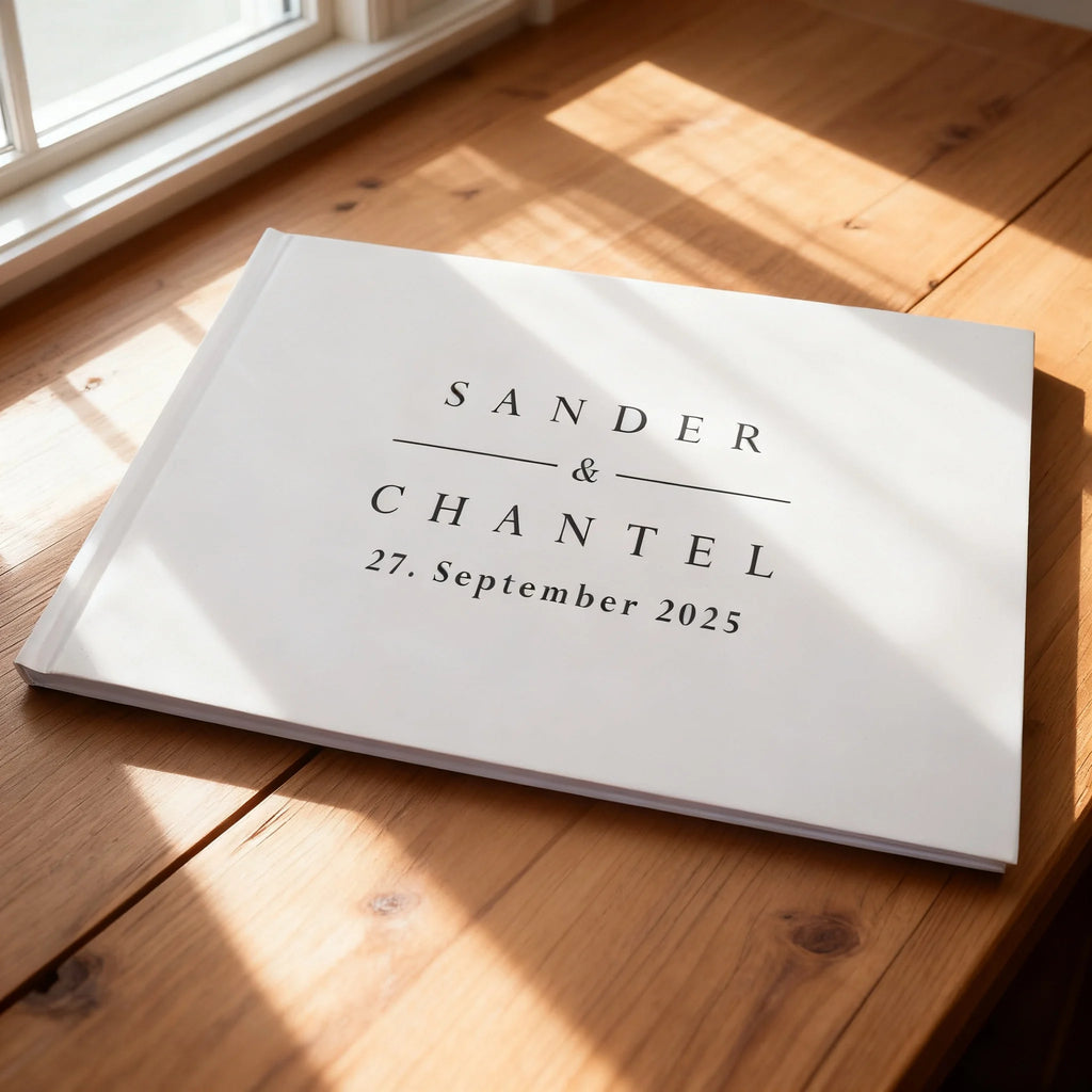 Personalized Guest Book for Wedding White/Black Noble Message Photo Album Simple Elegant Horizontal Keepsake Book Signature Book