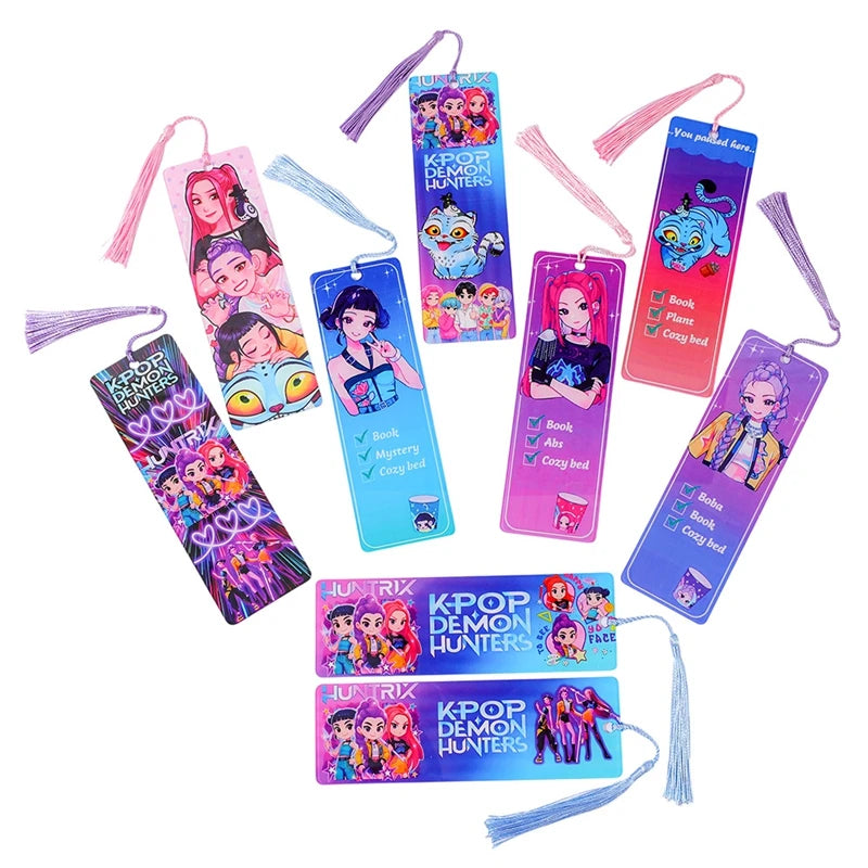 Demon Hunters Huntrix Bookmarks Cartoon Anime Stationery Supplies School Book Page Markers Kawaii Book Accessories for Bookworms
