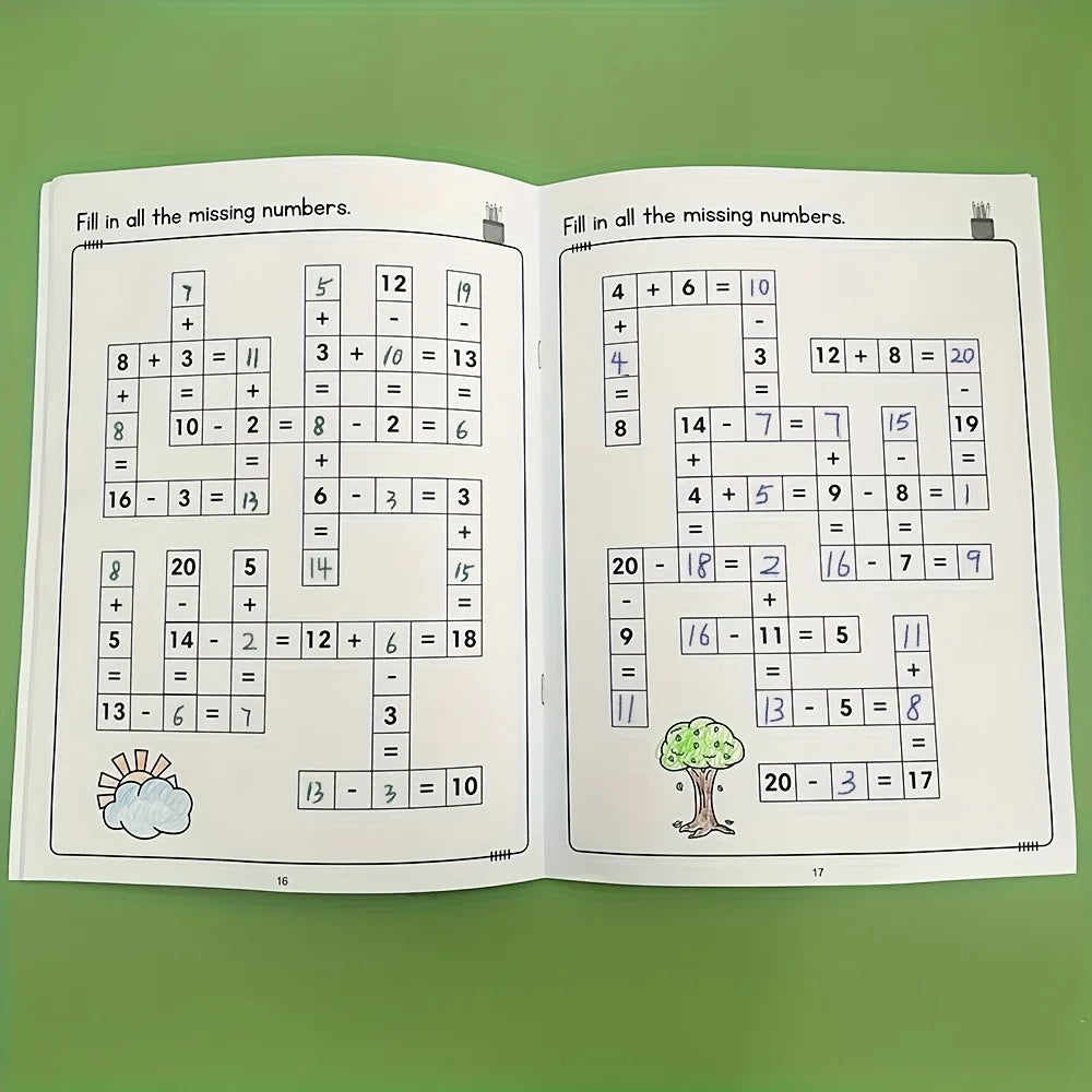 Children's Math Exercise Book, Addition and Subtraction Workbook, Early Education Learning Workbook, Math Improvement Aid, Children's Math Crossword Toy, Educational Books, Christmas, Birthday, Halloween Gifts