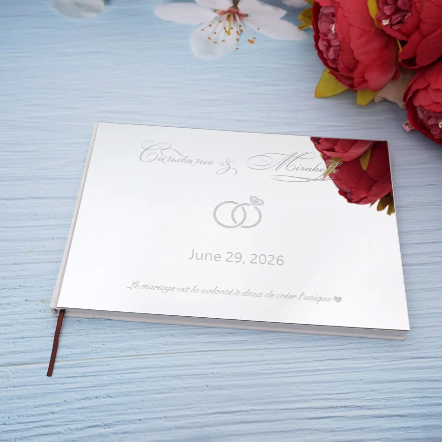 Custom Acrylic Cover Wedding Guest Book Anniversary Gift Personalized Wedding Sign Book