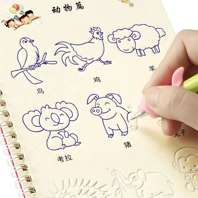 Reusable Children 3D Copybook For Calligraphy Numbers 0-10 Handwriting Copybooks Learning Math Writing Practice Book For Kids