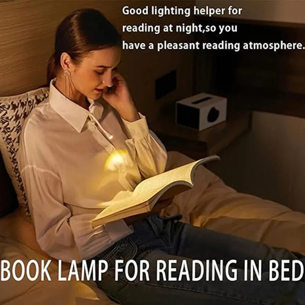 New Mini LED Book Light Eye Protection Adjustable Clip 360° Flip Study Lamp Rechargeable 3 Color For Travel Bedroom Reading