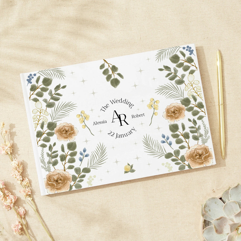 Personalized Wedding White Guest Book, Custom Elegant Mr and Mrs, Wedding Decoration, Message Book, Album Photo, Mariage Gifts