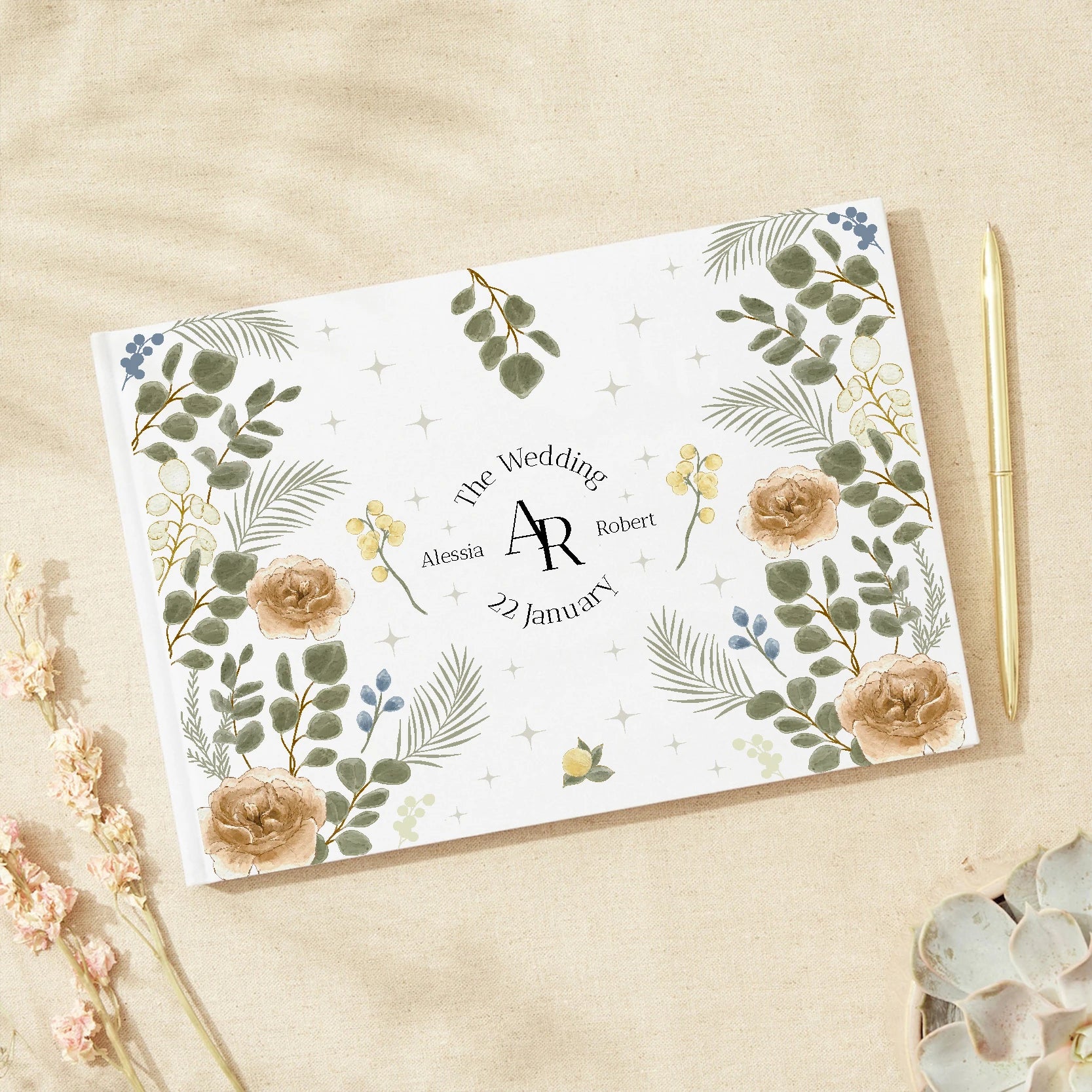 Personalized Wedding White Guest Book, Custom Elegant Mr and Mrs, Wedding Decoration, Message Book, Album Photo, Mariage Gifts