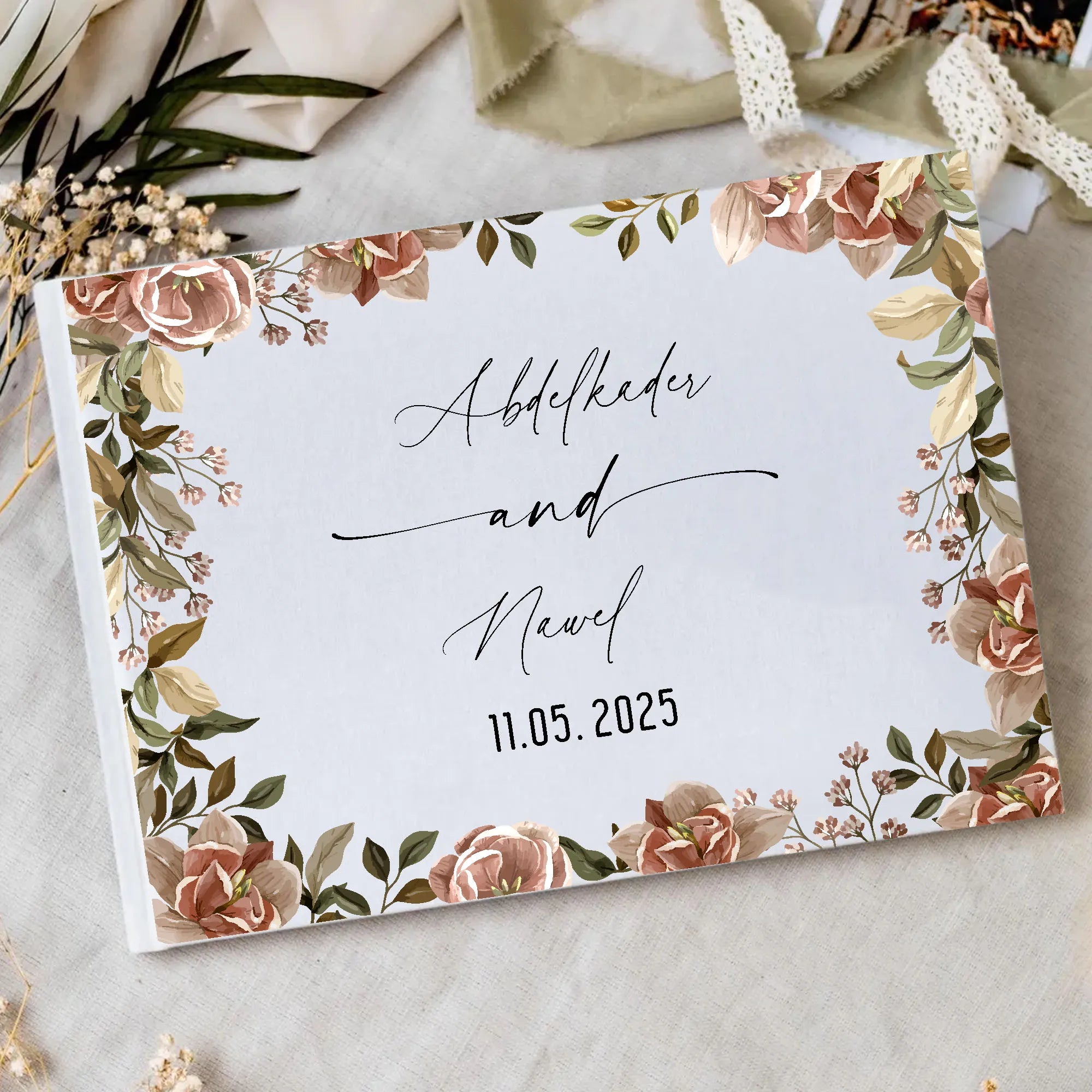 Personalized Wedding White Guest Book, Custom Elegant Mr and Mrs, Wedding Decoration, Message Book, Album Photo, Mariage Gifts