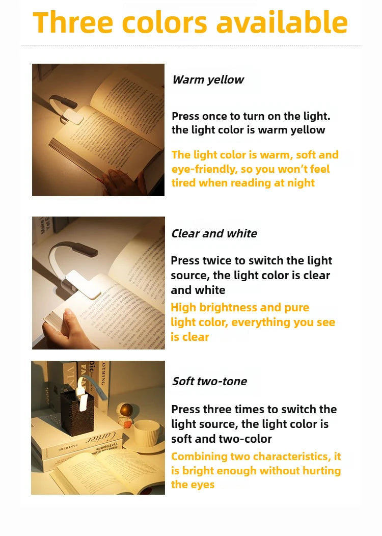 Mini led Usb Light Rechargeable Desk Lamp Reading Light Flexible Portable Mini Night Light For Books Bedside Clip Flashlight