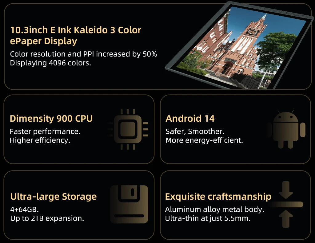 BIGME B1051C Lite ebook reader, 10.3'' Color E-ink screen Electronic book, 4+64GB Android 14 ereader Tablet support Google Play