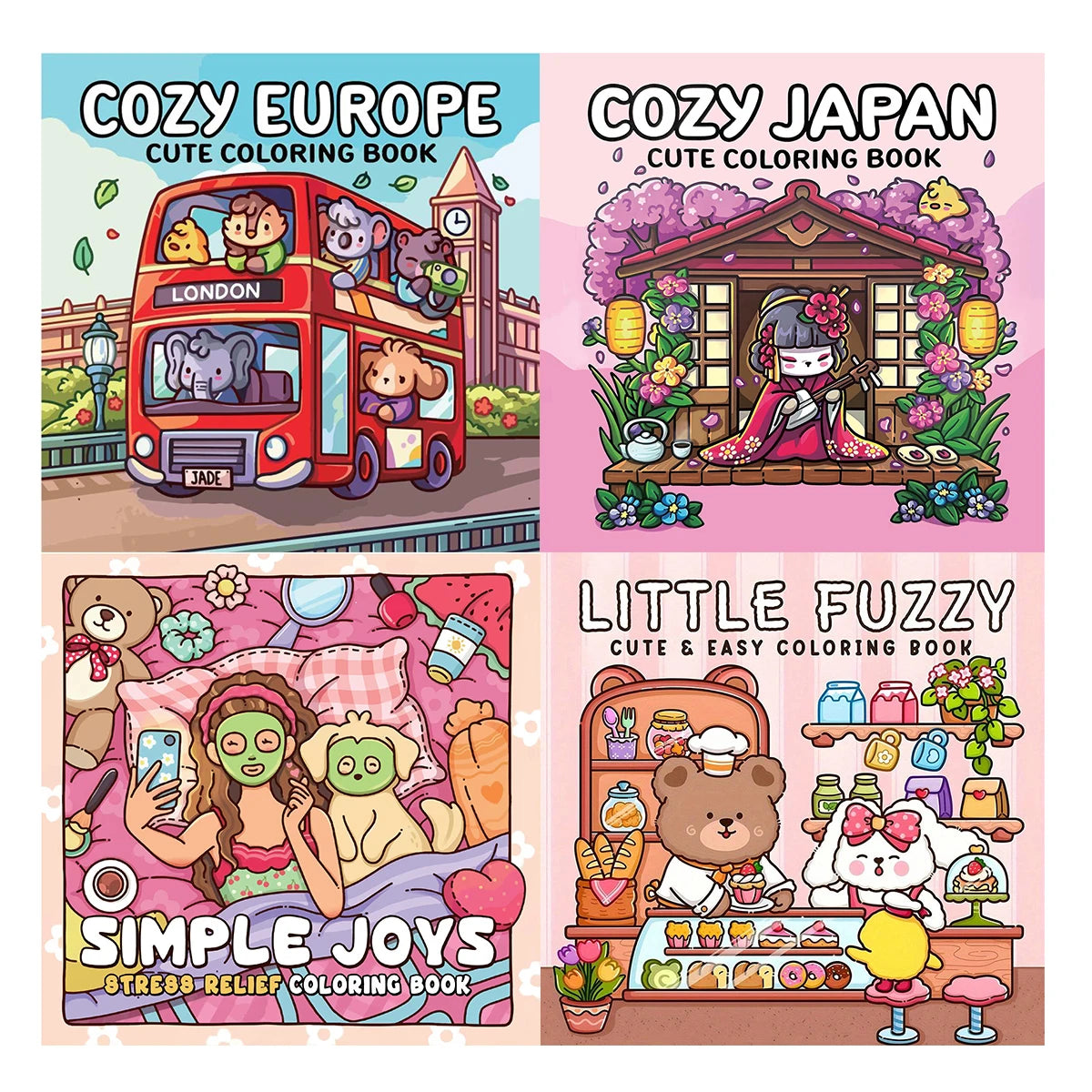 Cozy Europe Coloring Books, Charming Scenes, Easy Coloring, For Home Parent - Child DIY, Relax, Unwind, Boost Creativity