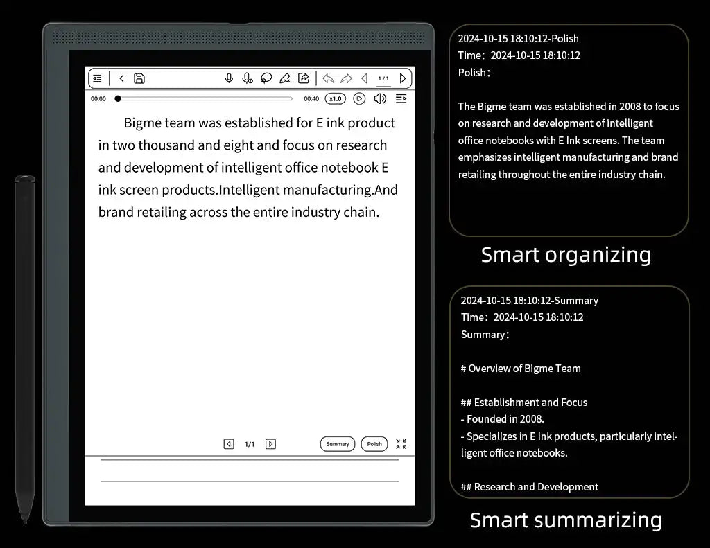 Bigme B1051C E-ink Screen Tablet 10.3 inch Ebook Reader, CPU Dimensity 900 with 6 +128GB, Android 14 Support Google Play Ereader