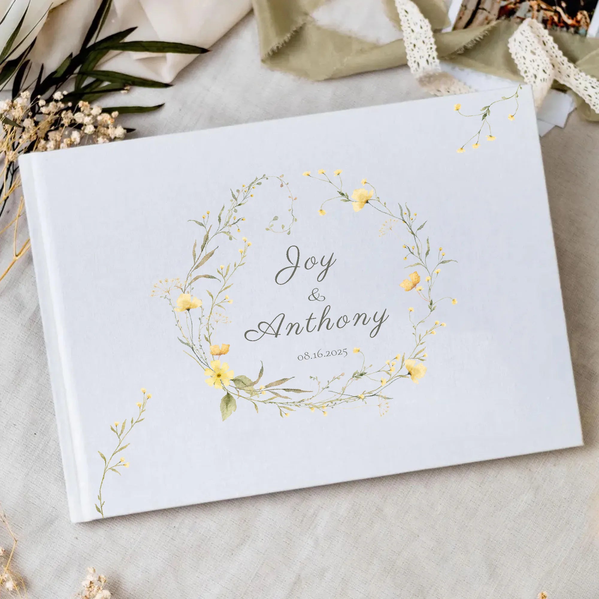 Personalized Wedding White Guest Book, Custom Elegant Mr and Mrs, Wedding Decoration, Message Book, Album Photo, Mariage Gifts