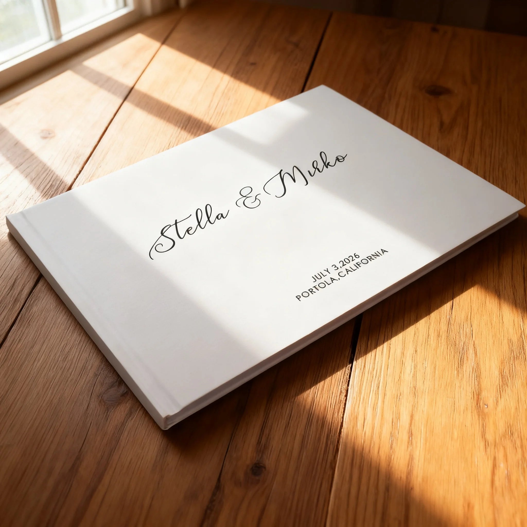 Personalized Guest Book for Wedding White/Black Noble Message Photo Album Simple Elegant Horizontal Keepsake Book Signature Book