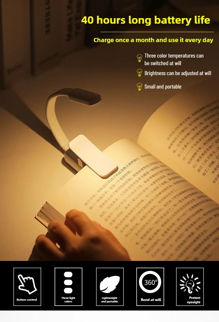 Mini led Usb Light Rechargeable Desk Lamp Reading Light Flexible Portable Mini Night Light For Books Bedside Clip Flashlight