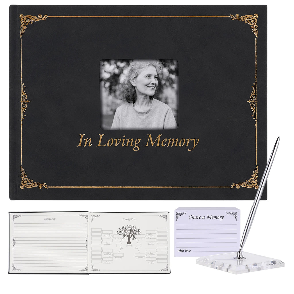 Guest Book Signature Funeral Book Funeral Reception Sign in Funeral Message Book Keepsake Album Anniversary Memorial Sign-inbook