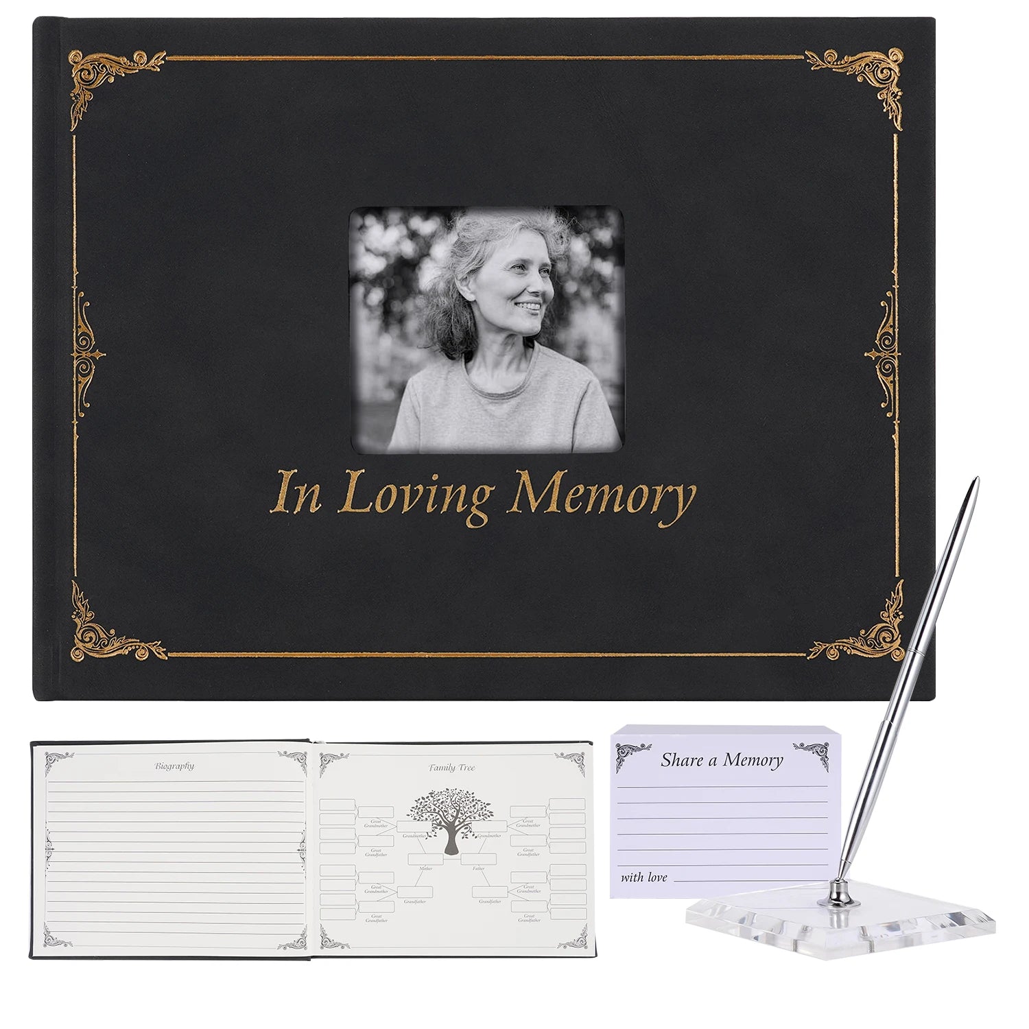 Guest Book Signature Funeral Book Funeral Reception Sign in Funeral Message Book Keepsake Album Anniversary Memorial Sign-inbook