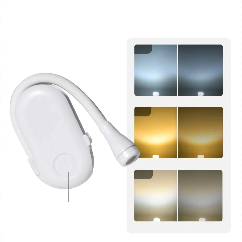 New Mini LED Book Light Eye Protection Adjustable Clip 360° Flip Study Lamp Rechargeable 3 Color For Travel Bedroom Reading