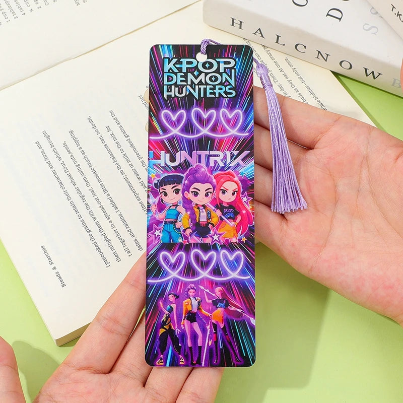 Demon Hunters Huntrix Bookmarks Cartoon Anime Stationery Supplies School Book Page Markers Kawaii Book Accessories for Bookworms