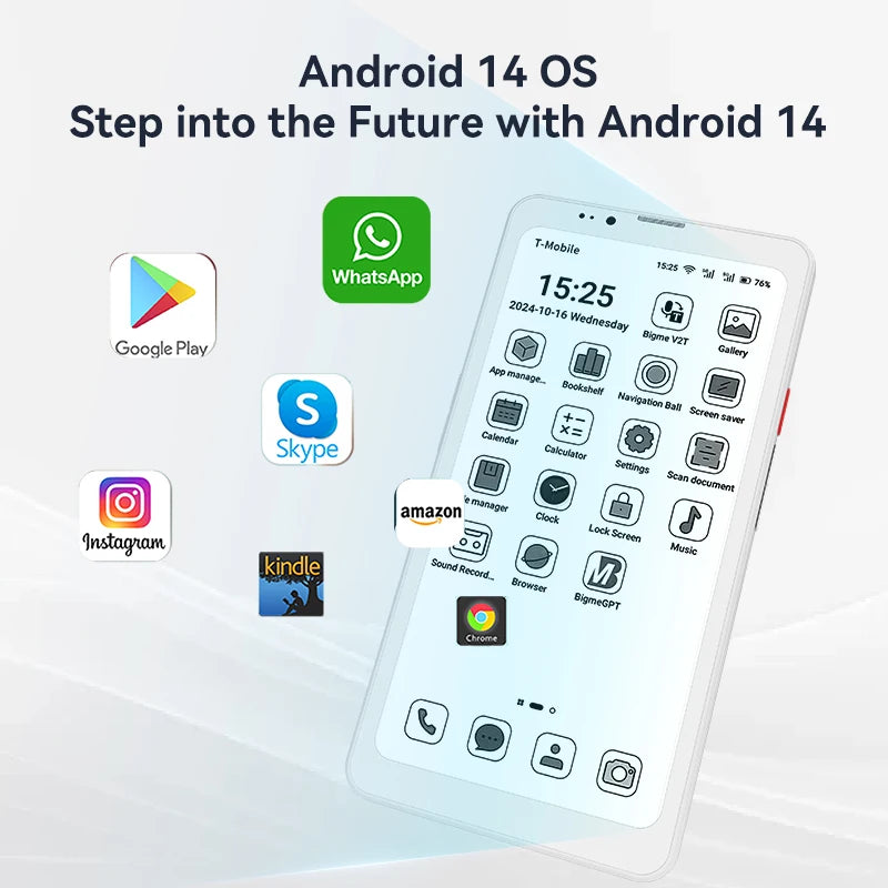 BIGME Hibreak Pro 6.13inch 300PPI E-ink screen Ebook Reader, Android 14 Open System, 8GB RAM+256GB ROM ereader Hibreak optional