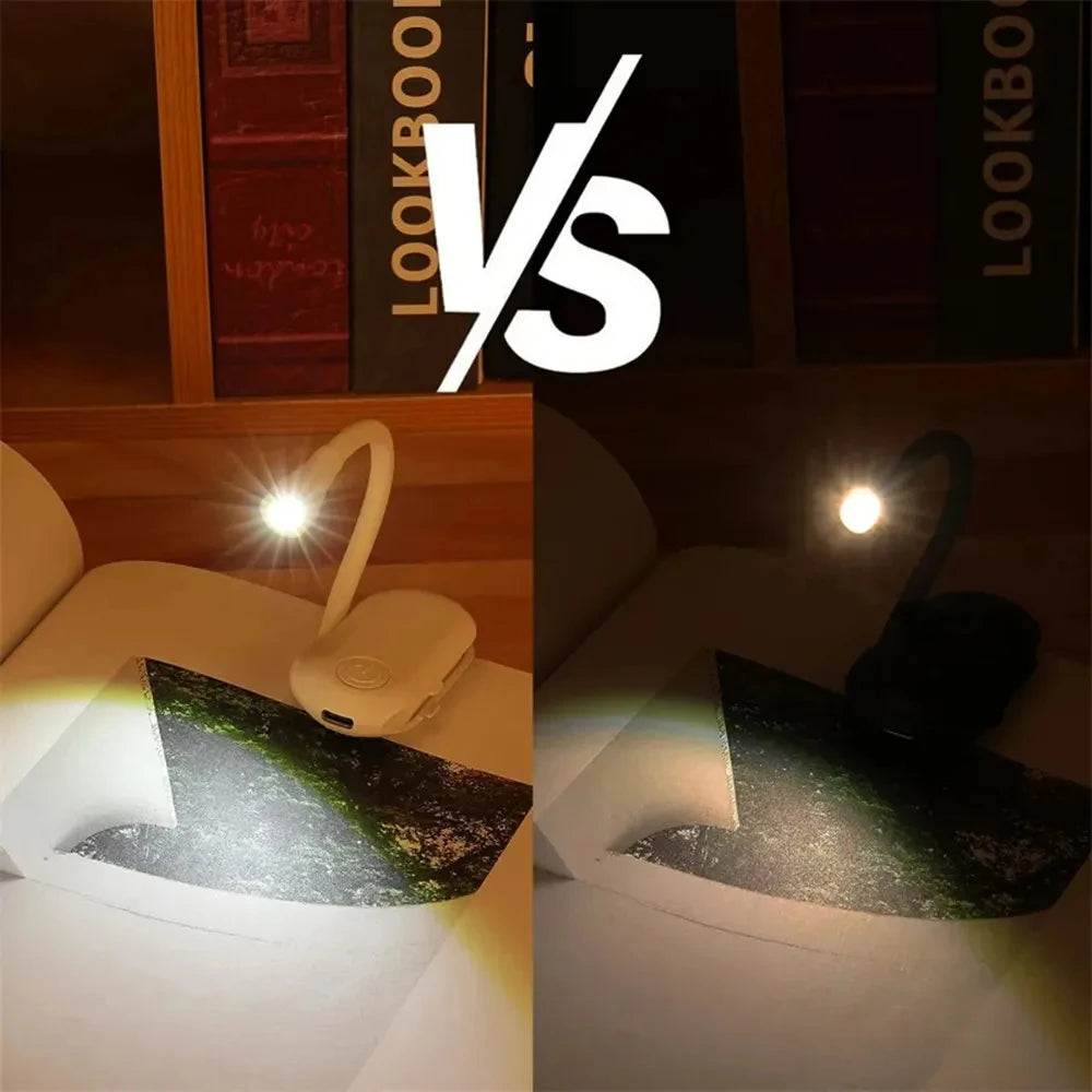 New Mini LED Book Light Eye Protection Adjustable Clip 360° Flip Study Lamp Rechargeable 3 Color For Travel Bedroom Reading