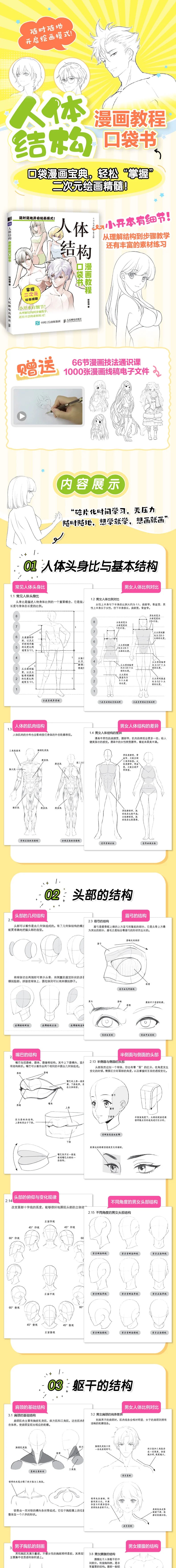 Beginner-Friendly Manga Tutorial Pocket Book: Step-by-Step Guide to Human Body Structure for Anime Drawing Techniques