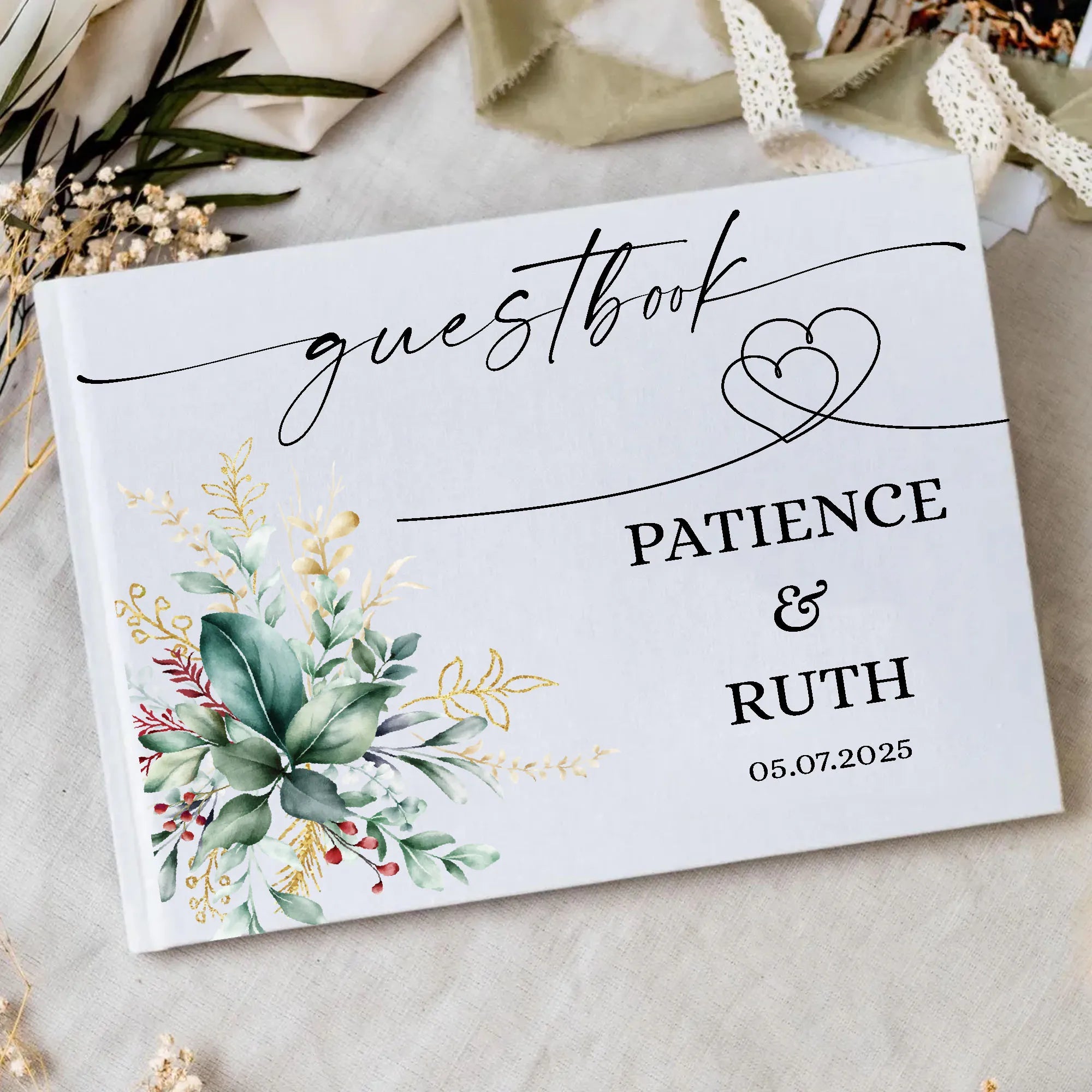 Personalized Wedding White Guest Book, Custom Elegant Mr and Mrs, Wedding Decoration, Message Book, Album Photo, Mariage Gifts