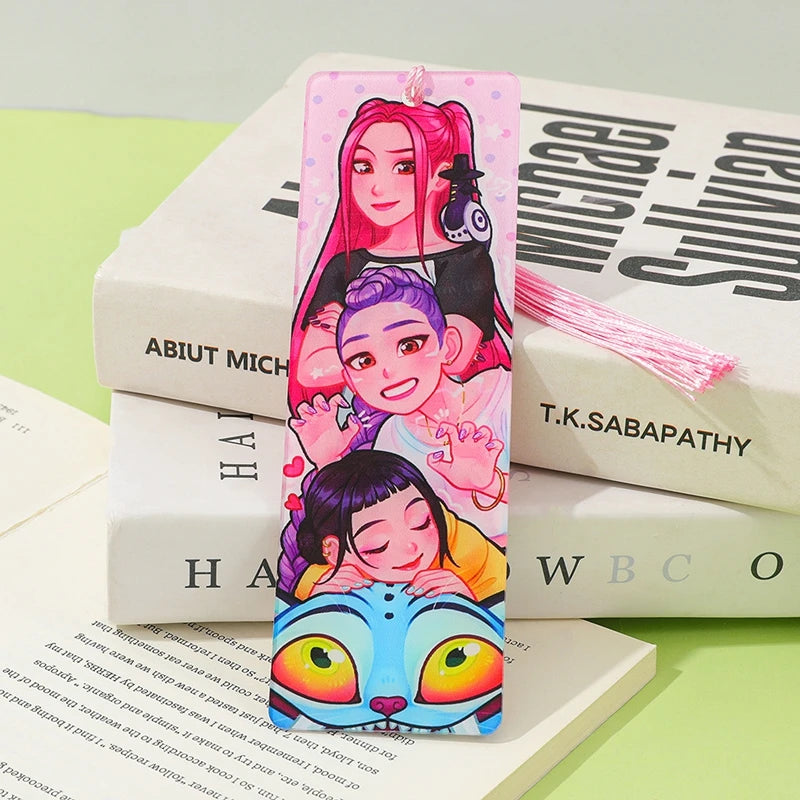 Demon Hunters Huntrix Bookmarks Cartoon Anime Stationery Supplies School Book Page Markers Kawaii Book Accessories for Bookworms