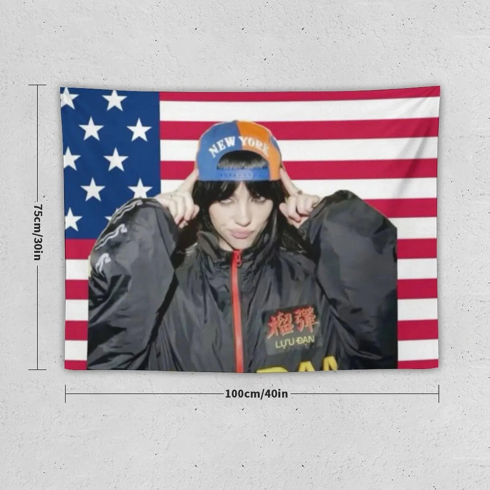 Music album poster tapestry Billie flag for living room bedroom wall hanging for friends pink gift