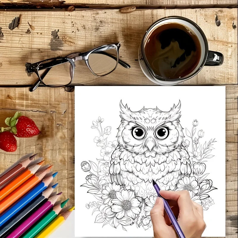 28 Pages Charming Birds World Coloring Coloring Book for Soothing Stress | Stress Reduction Colouring Book for Relax &Gifting
