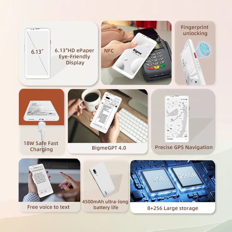 BIGME Hibreak Pro 6.13inch 300PPI E-ink screen Ebook Reader, Android 14 Open System, 8GB RAM+256GB ROM ereader Hibreak optional