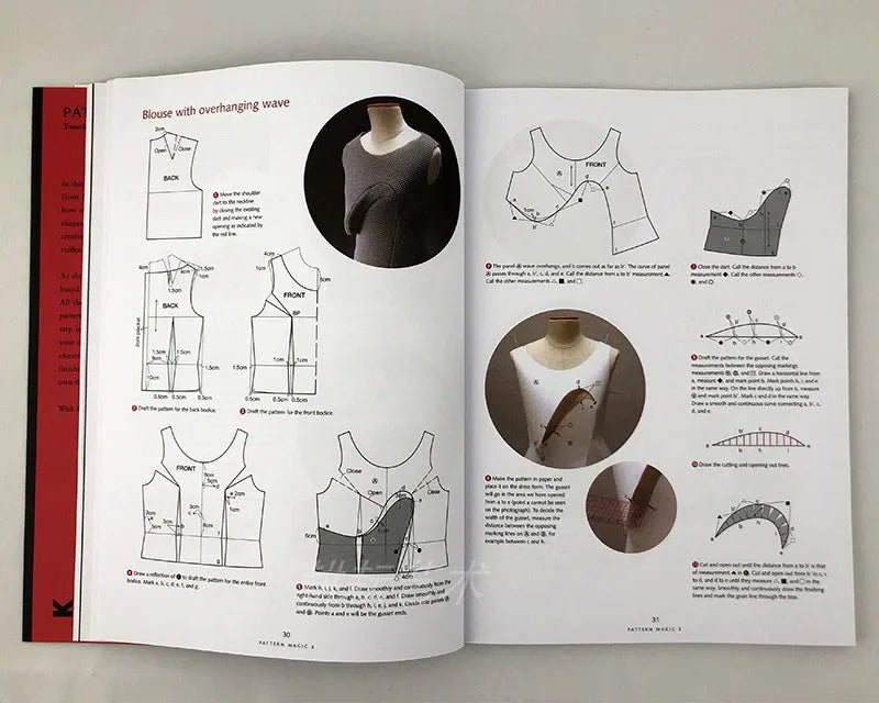 4 Books/Set English Tomoko Nakamichi Pattern Magic Books Volume 1-4 Stretch Fabrics Clothing Cutting Design Teaching Book
