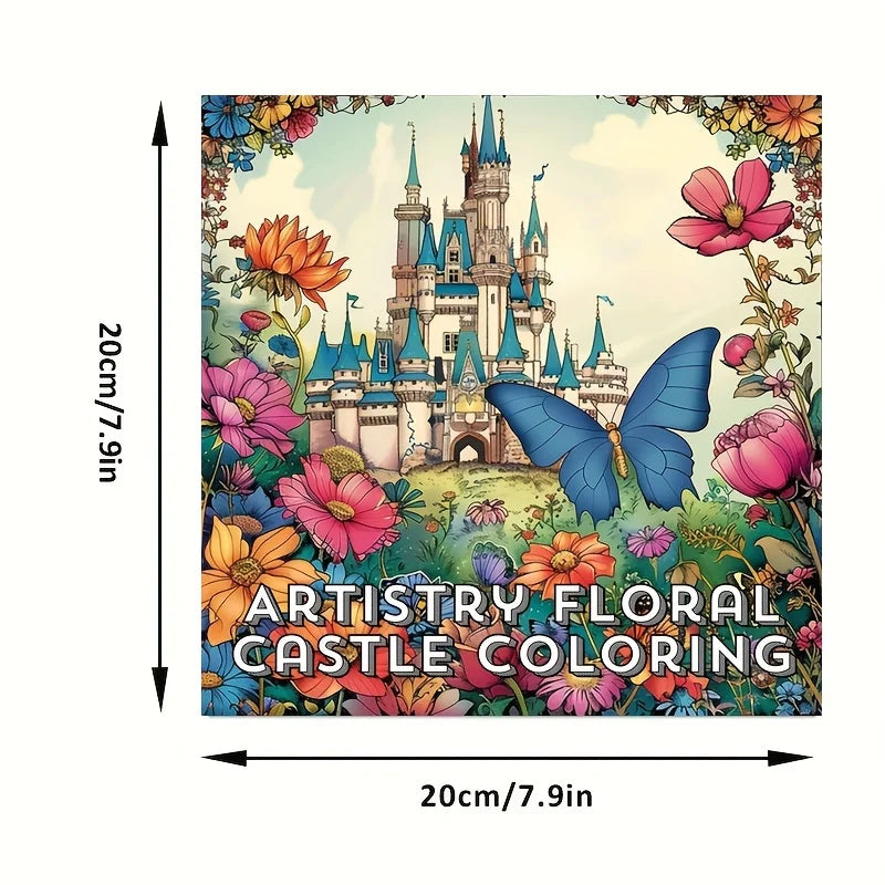 1pc Artistry Floral Castle Coloring Book for Stress Reduction | Soothing Stress Colouring Book for Stress Relief &Gifting