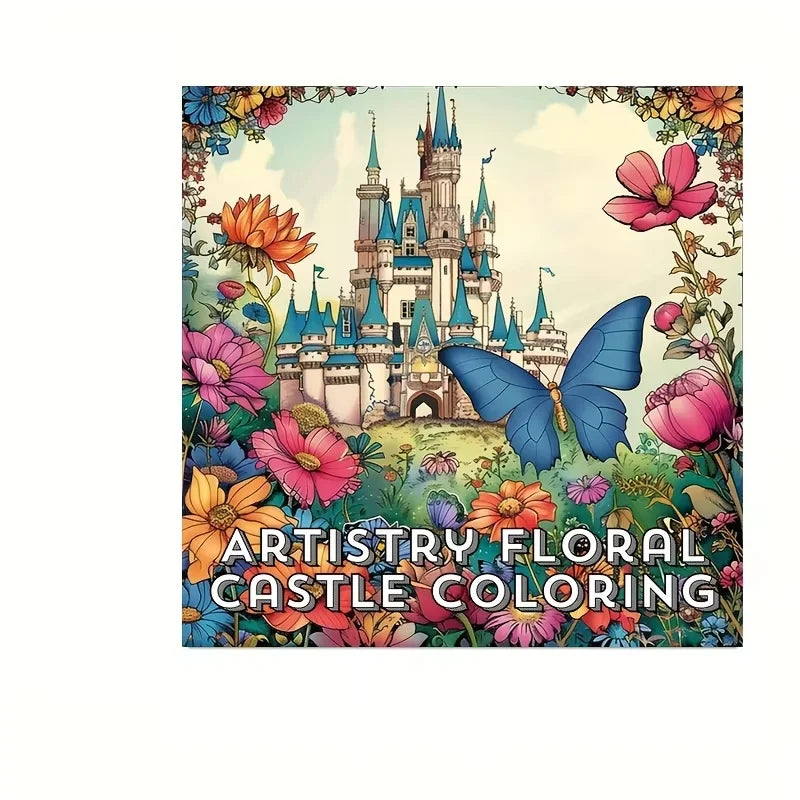 1pc Artistry Floral Castle Coloring Book for Stress Reduction | Soothing Stress Colouring Book for Stress Relief &Gifting
