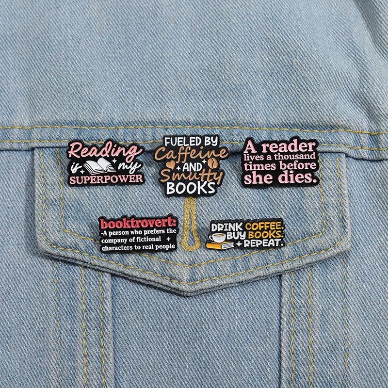 Text Series Enamel Pin A brooch about reading books Backpack Hat Lapel Accessories Metal Badge Gift For Friend Jewelry Wholesale