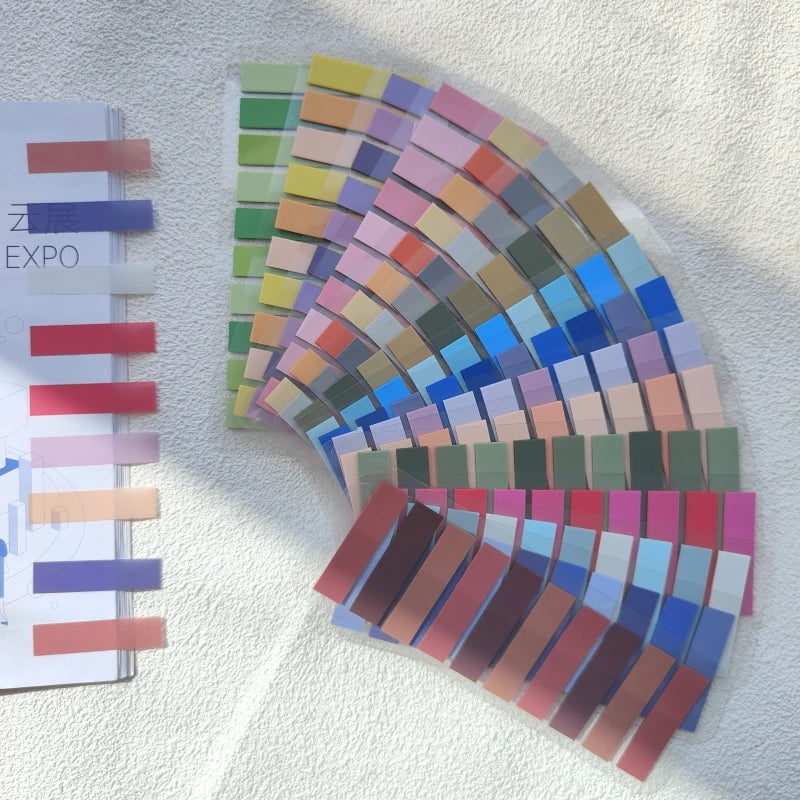 200 Sheets Color Stickers Notes Transparent Self-Adhesive Index Tabs Flags Sticky Note Stationery School Office Supplies