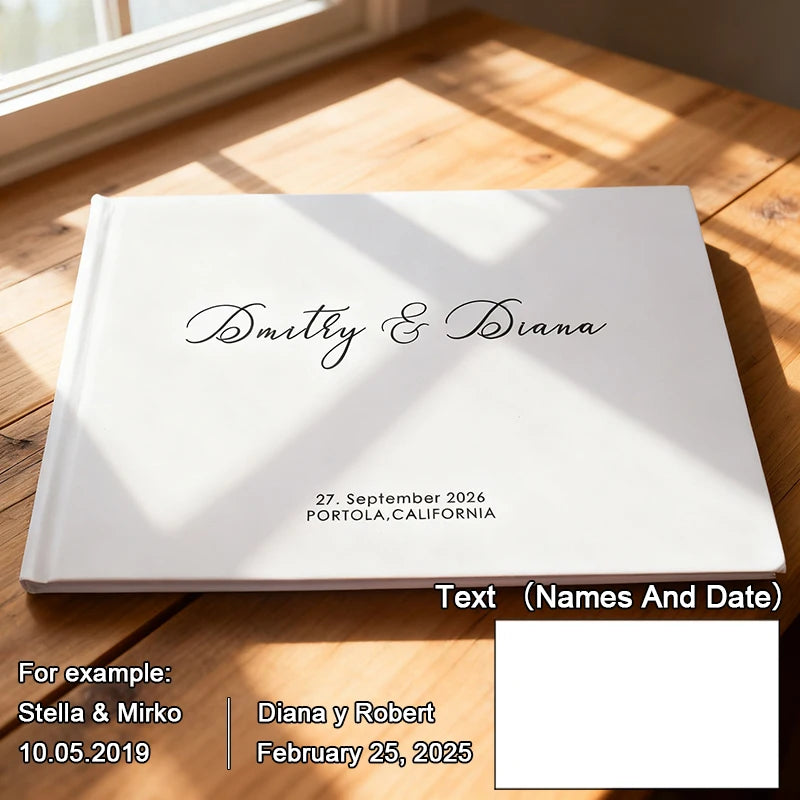 Personalized Guest Book for Wedding White/Black Noble Message Photo Album Simple Elegant Horizontal Keepsake Book Signature Book