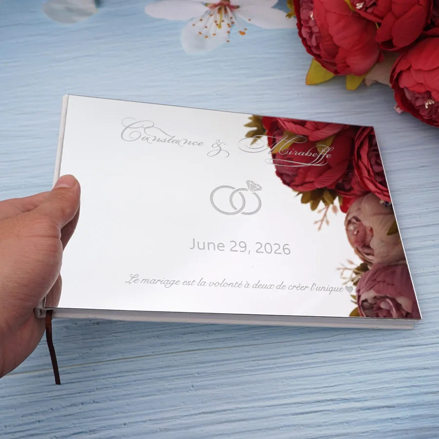 Custom Acrylic Cover Wedding Guest Book Anniversary Gift Personalized Wedding Sign Book