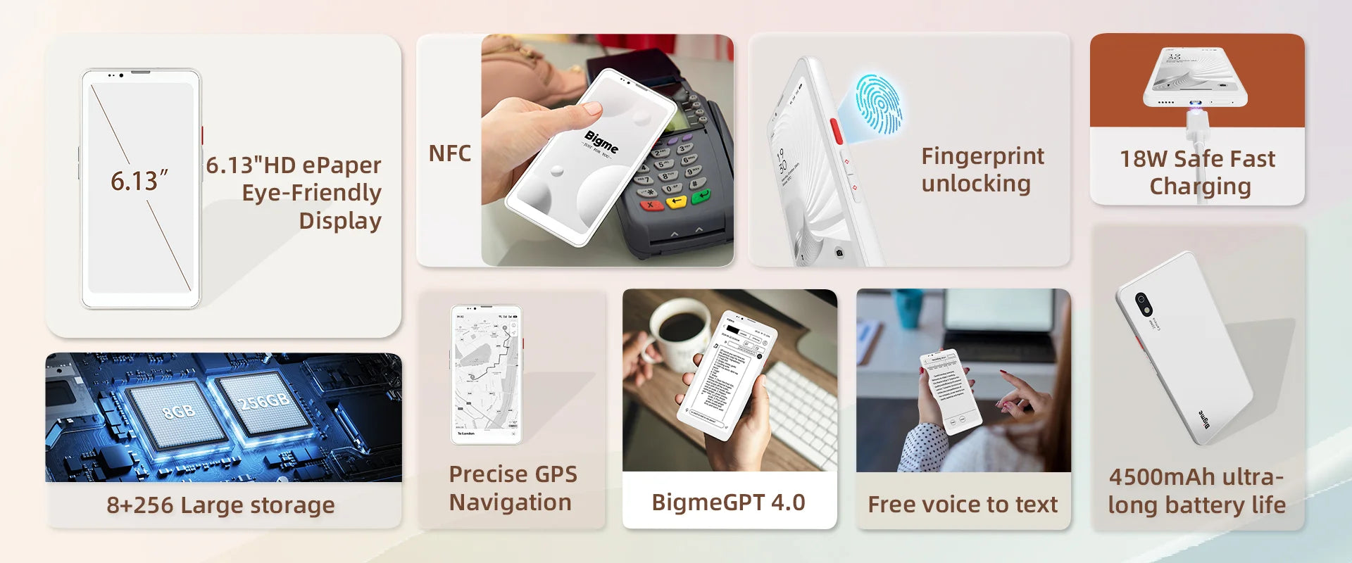 BIGME Hibreak Pro 6.13inch 300PPI E-ink screen Ebook Reader, Android 14 Open System, 8GB RAM+256GB ROM ereader Hibreak optional