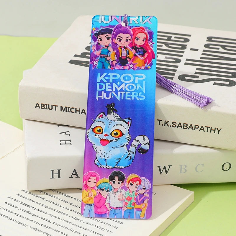 Demon Hunters Huntrix Bookmarks Cartoon Anime Stationery Supplies School Book Page Markers Kawaii Book Accessories for Bookworms
