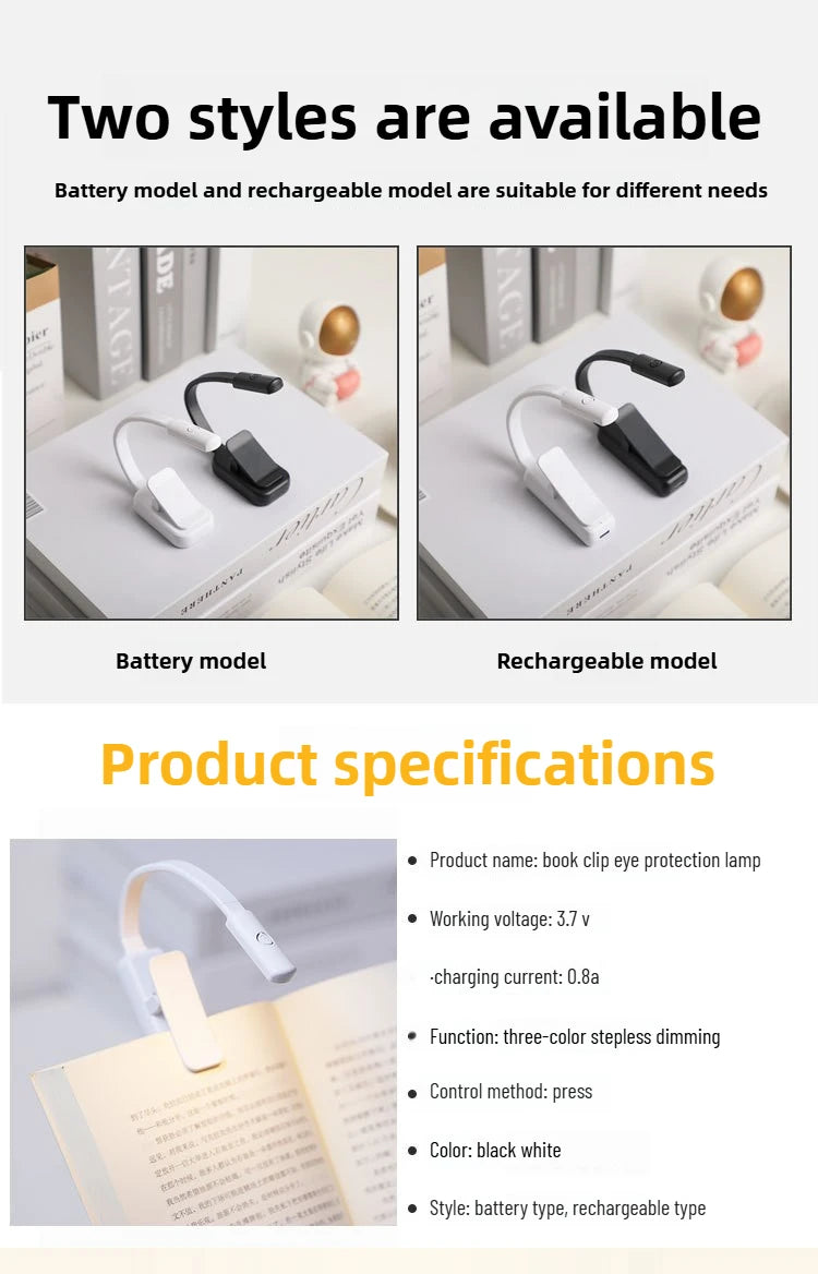 Mini led Usb Light Rechargeable Desk Lamp Reading Light Flexible Portable Mini Night Light For Books Bedside Clip Flashlight