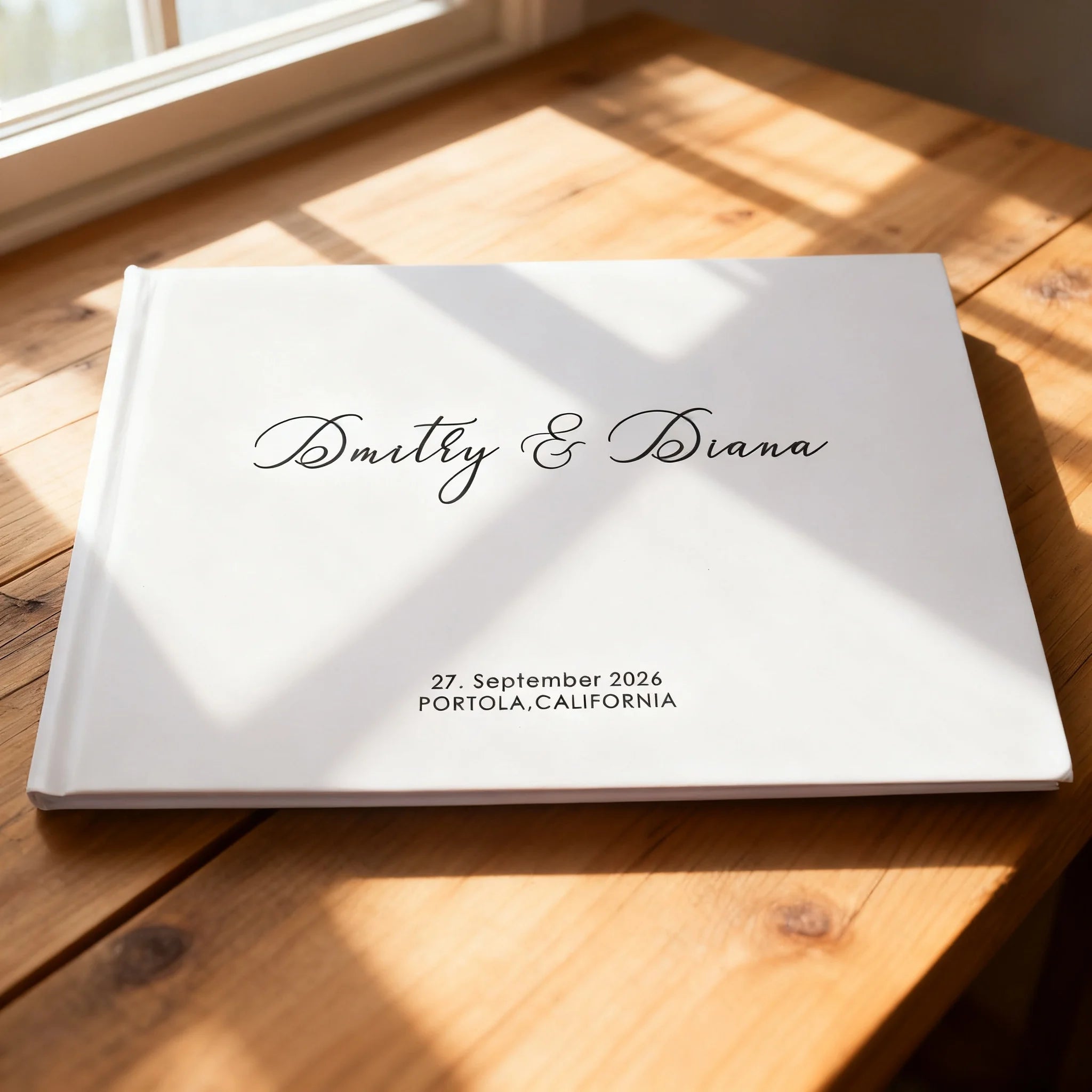 Personalized Guest Book for Wedding White/Black Noble Message Photo Album Simple Elegant Horizontal Keepsake Book Signature Book