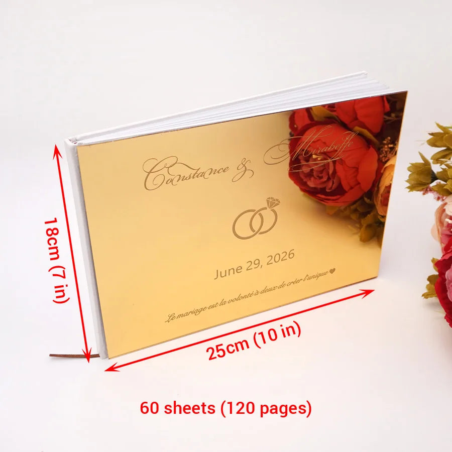 Custom Acrylic Cover Wedding Guest Book Anniversary Gift Personalized Wedding Sign Book