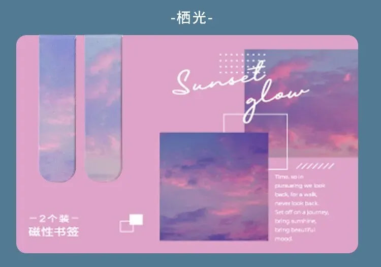 2Pcs/Set Creative Scenic Magnetic Bookmark Student Decorative Book Holder Reading Accessory Student School Home Office Supplies