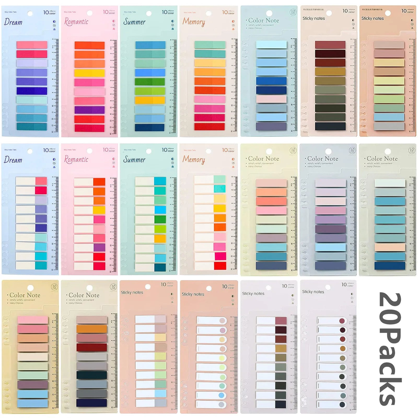 KindFuny Set Transparent Sticky Note Self-Adhesive BookMarker Annotation Reading Book Clear Tab Kawaii Cute Stationery