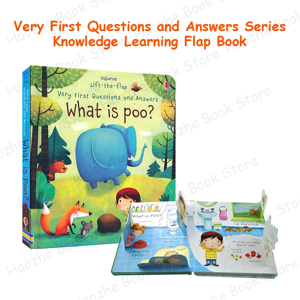 What is Poo Usborne Lift the flap Activity English Book Montessori Knowledge Learning for Kindergarten Preschool Kids Reading