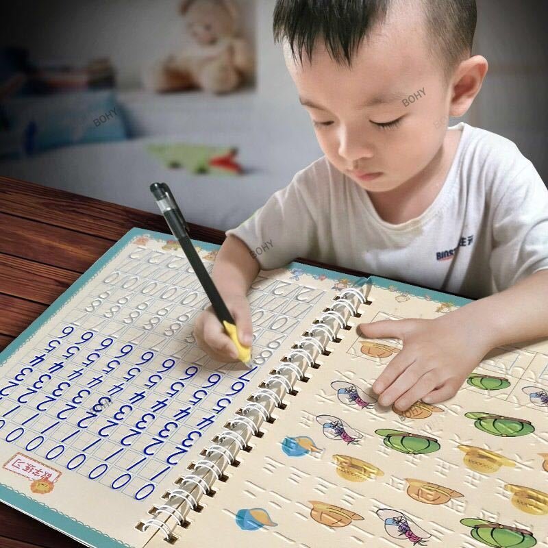 Reusable Children 3D Copybook For Calligraphy Numbers 0-10 Handwriting Copybooks Learning Math Writing Practice Book For Kids