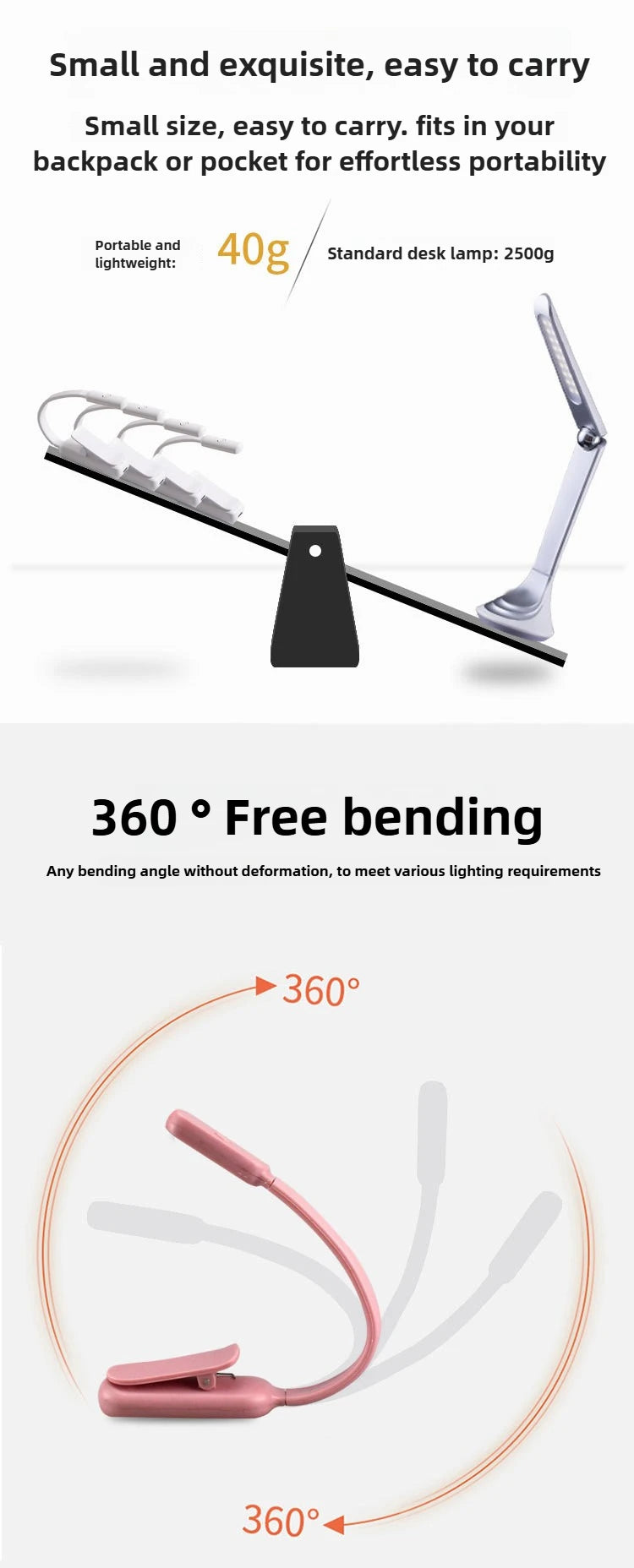 Mini led Usb Light Rechargeable Desk Lamp Reading Light Flexible Portable Mini Night Light For Books Bedside Clip Flashlight