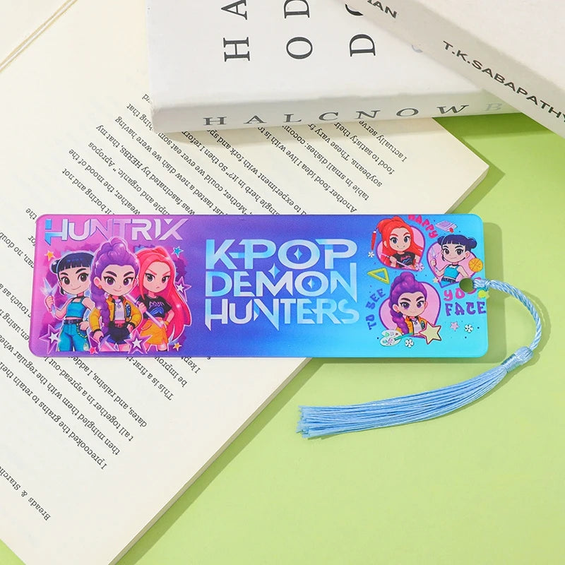 Demon Hunters Huntrix Bookmarks Cartoon Anime Stationery Supplies School Book Page Markers Kawaii Book Accessories for Bookworms