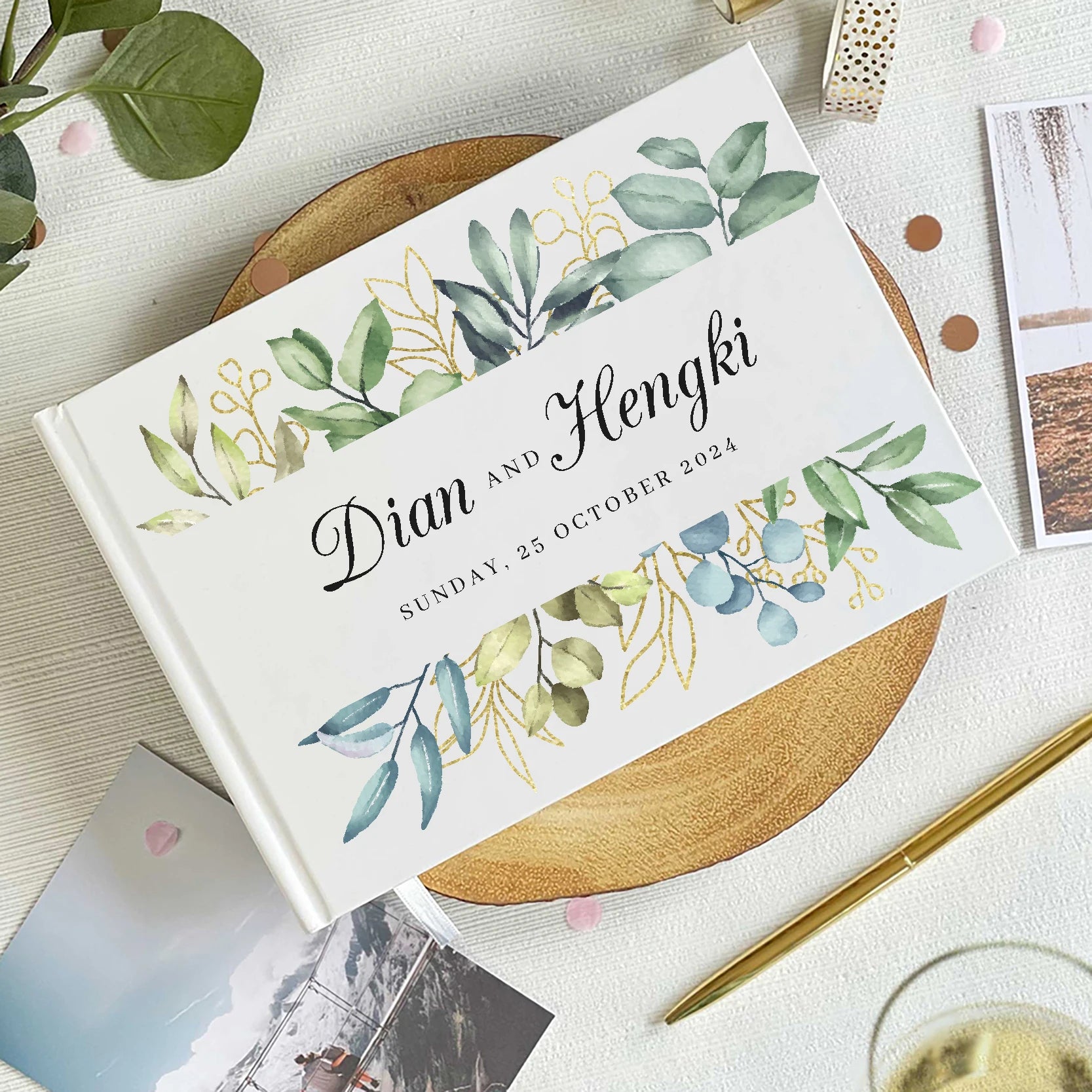 Personalized Wedding White Guest Book, Custom Elegant Mr and Mrs, Wedding Decoration, Message Book, Album Photo, Mariage Gifts