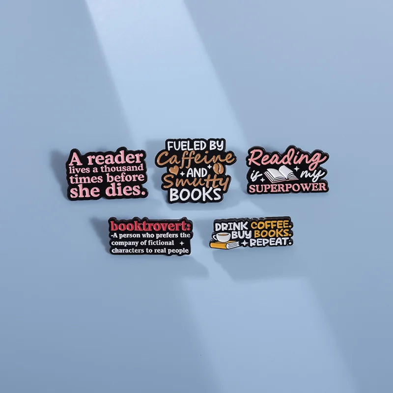 Text Series Enamel Pin A brooch about reading books Backpack Hat Lapel Accessories Metal Badge Gift For Friend Jewelry Wholesale