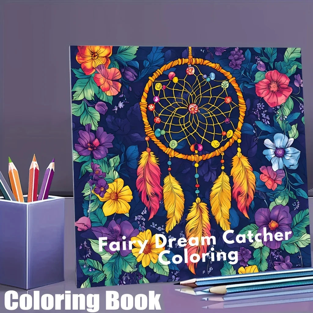 28 Pages Fairy Dream Catcher Coloring Book for Adult Stress Reduction | Colouring Book for Stress Relief and Mood Reduction